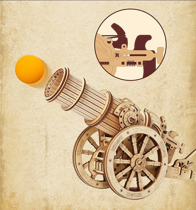 Wooden Puzzle 3D Toy Artillery Model Siege Assembly Gift DIY Game Children Xmas