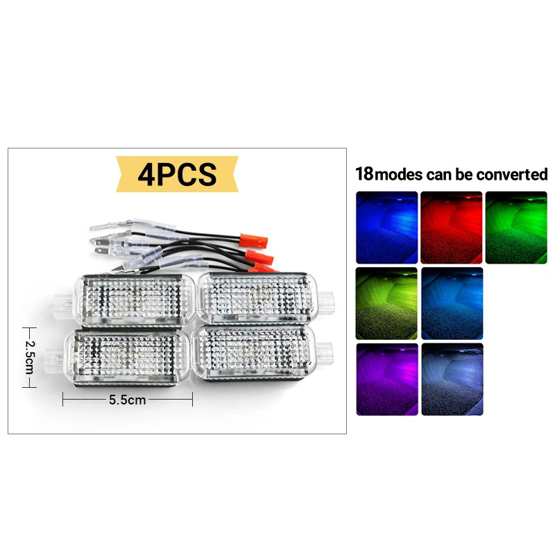 LED Footwell Lights for Audi A1 A3 A4 A5 A6 A7 A8 Q2 Q3 Q5 TT 7 Colors 18 Modes