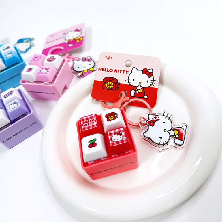 Hello Kitty (Sanrio) LED Keycap Clicker Keychain Keyring 4 Colors Full Set