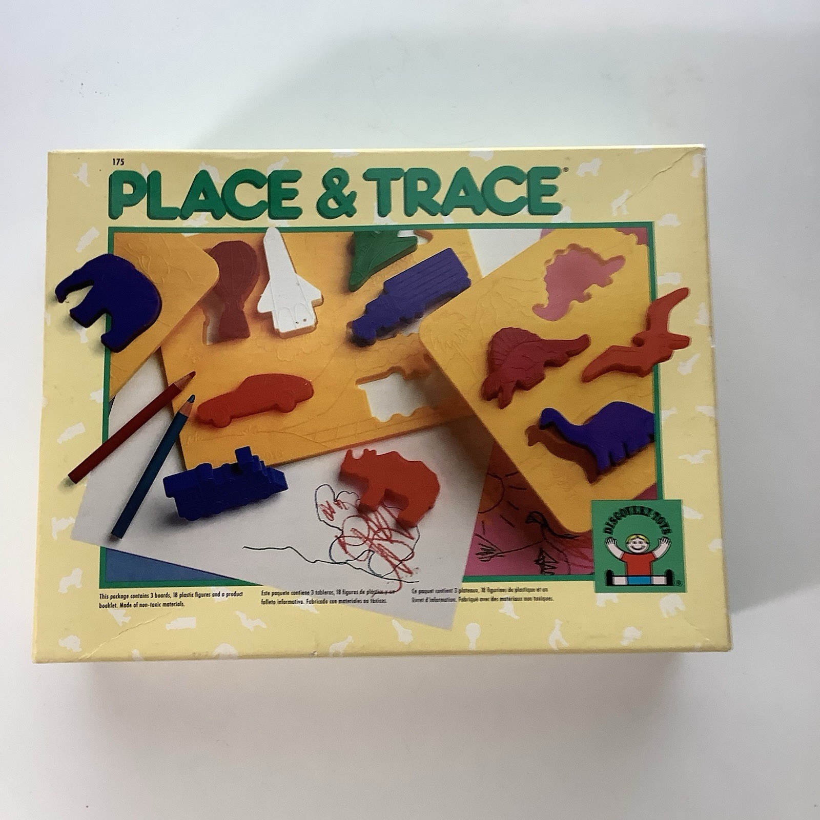 Vintage Discovery Toys Place And Trace Puzzle And Stencil Set From 1984