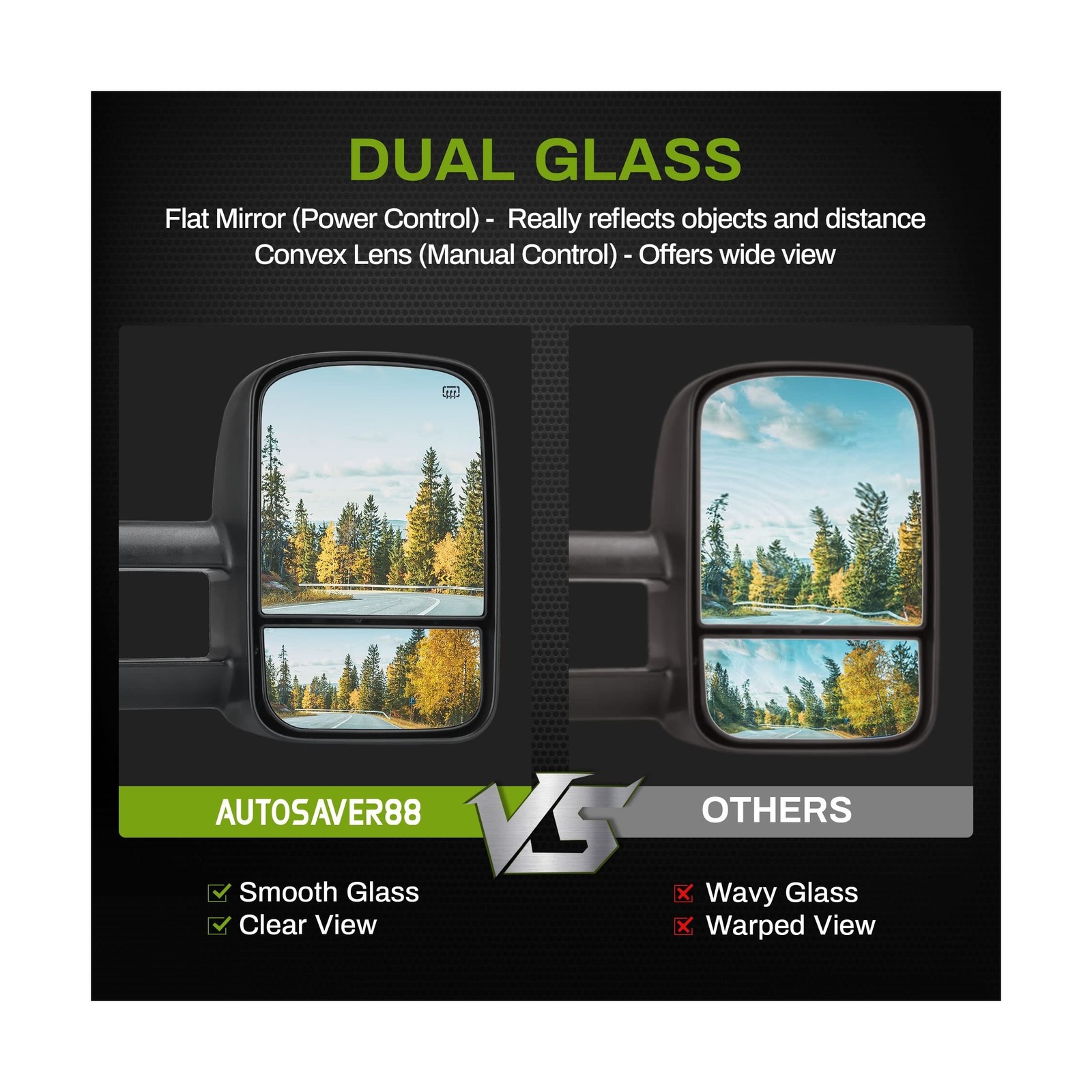 AUTOSAVER88 Tow Mirrors Compatible with 2007-2014 Silverado Sierra , …
