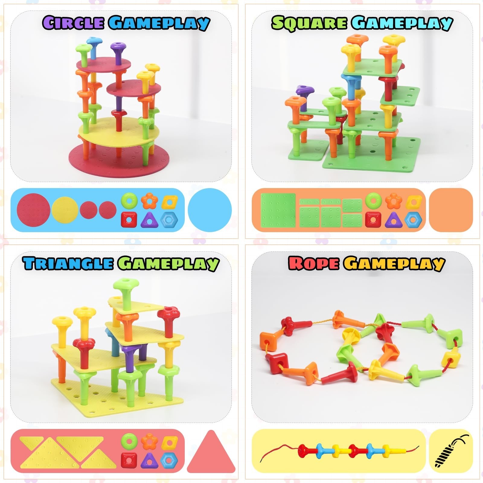 Peg Board Toy set 73Pcs DIY Building Stacking Toys for Kids 3-6 Years…