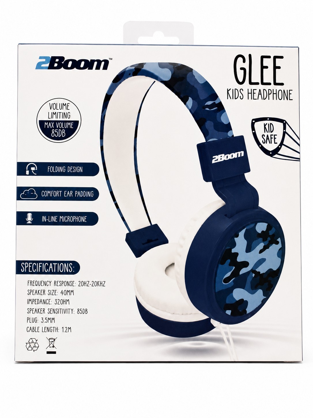 HEADPHONES BLUE W/MICROPHONE VolumeSafe (Max 85db) FOR KIDS NEW