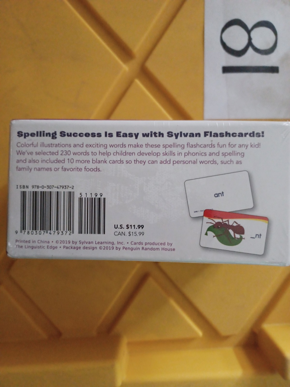Sylvan Learning Spelling Flash Cards Grade K 240 Card Set