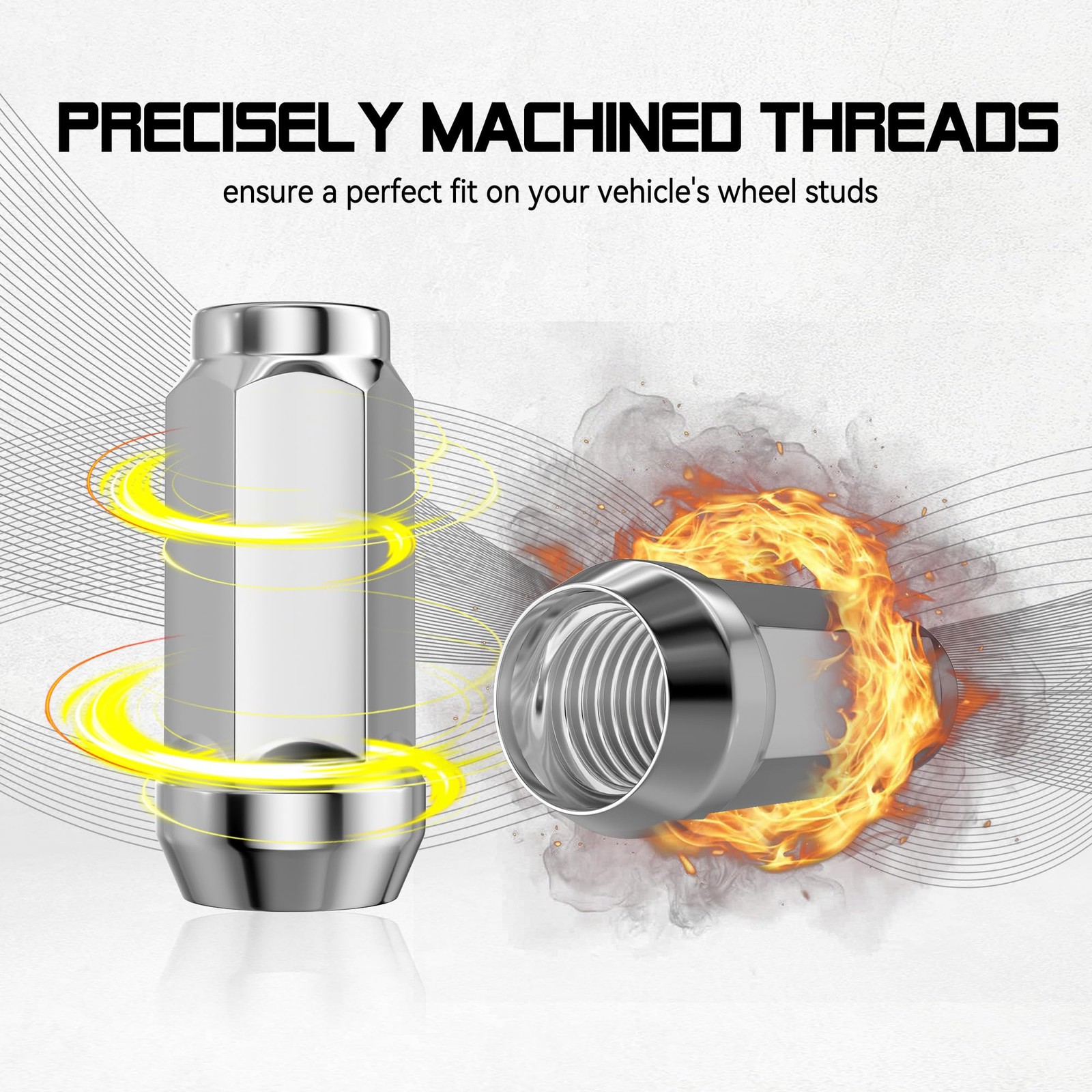 FLYCLE 24pc 14×1.5 M14x1.5 Chrome Lug Nuts