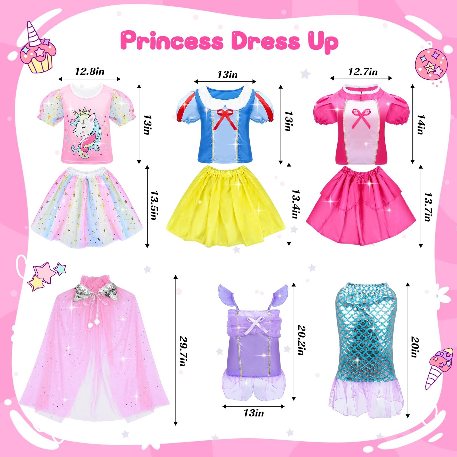 16 Pcs Princess Dress Up Clothes for Little Girl Role Play Costume Gift Set, …
