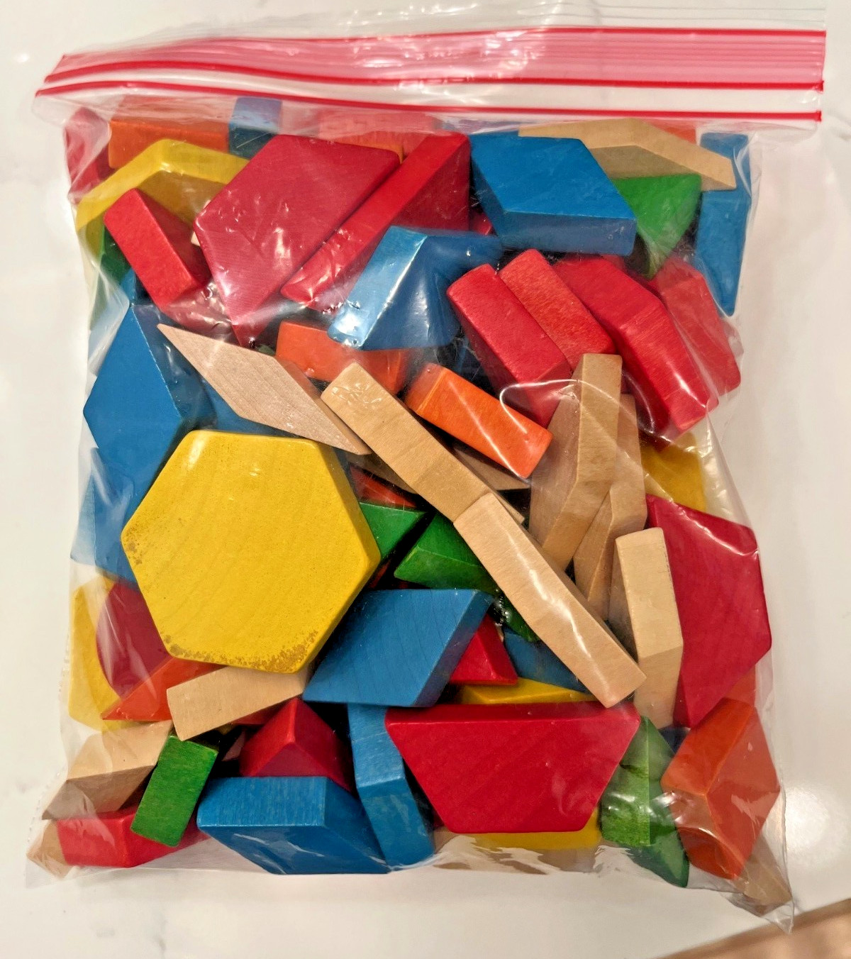 Design Discovery Wood Pattern Blocks for Kids, Geometric Shapes Kindergarten