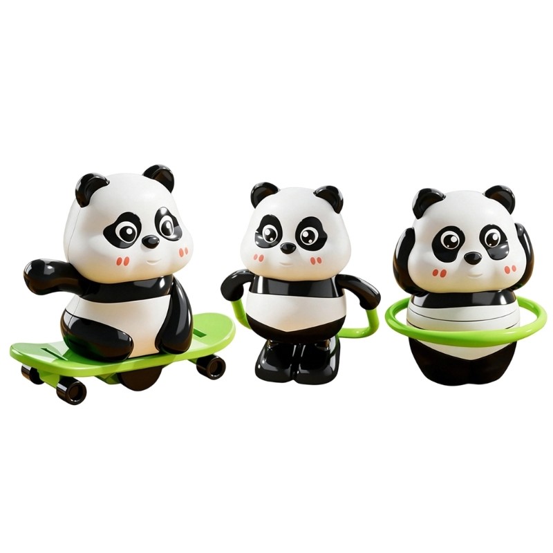 Wind up Skateboarding Panda Figure Cartoon Mechanical Wind up Toy Kids Present
