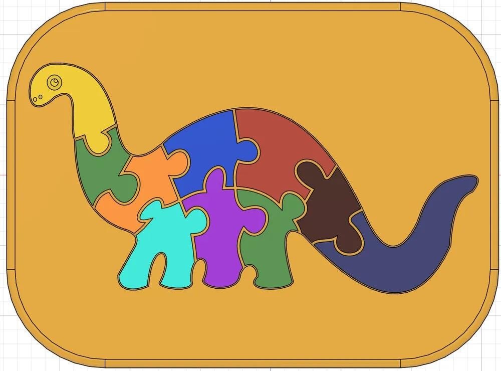 Brontosaurus Dinosaur Shape Puzzle for Kids – Motor Skills Development and