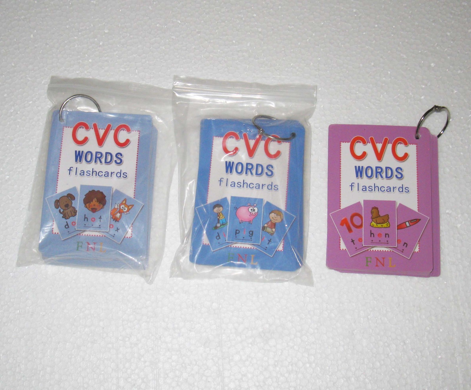 Lot 3 Preschool Learning Fun CVC Words Flash Cards FUN WITH LEARNING FLASH CARDS