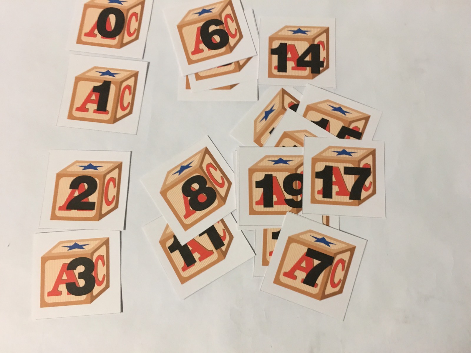 Building Blocks – Numbers 0-31 Pocket Chart – 36 Laminated Picture Cards