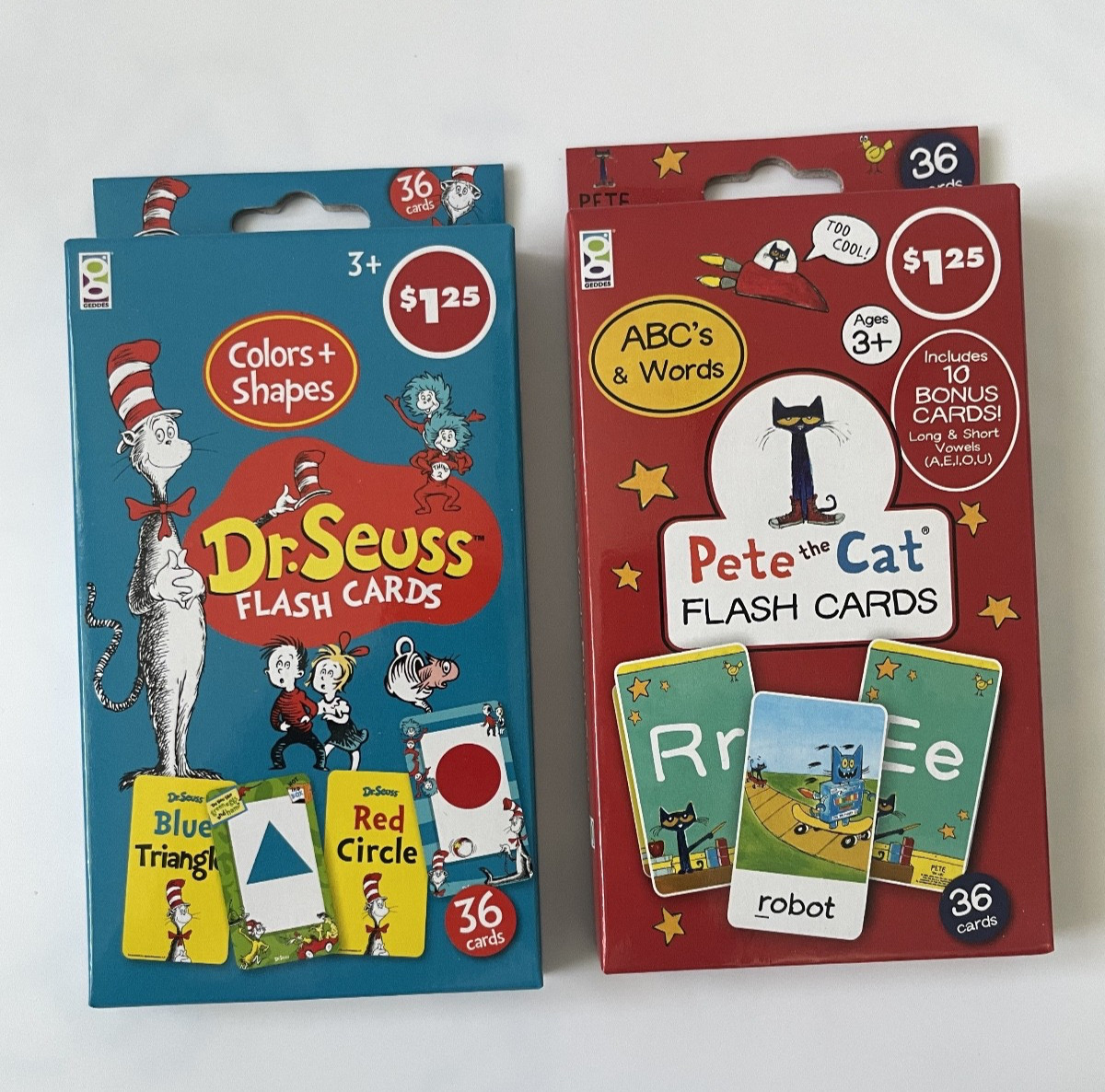 New – Pete the Cat & Dr Seuss – Flash Cards – Colors & Shapes/ABC’s & Words