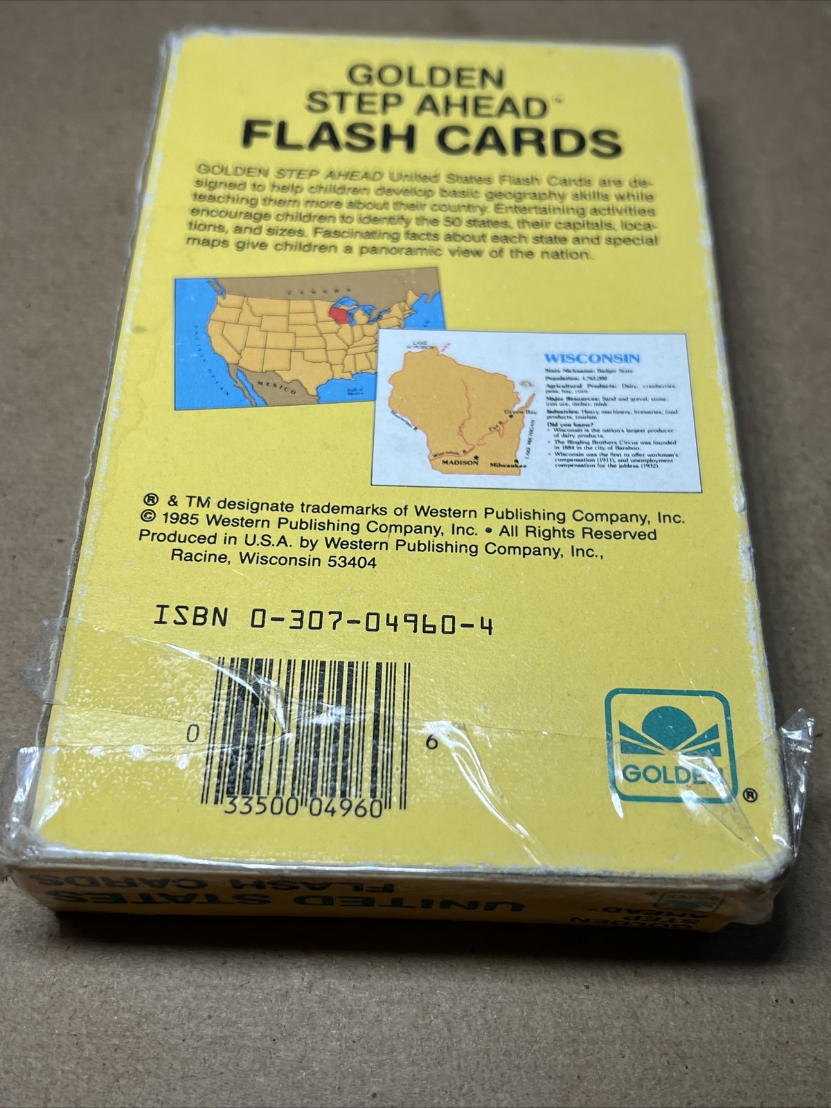 Golden Step Ahead United States Flash Cards 1985 Made In USA Vintage