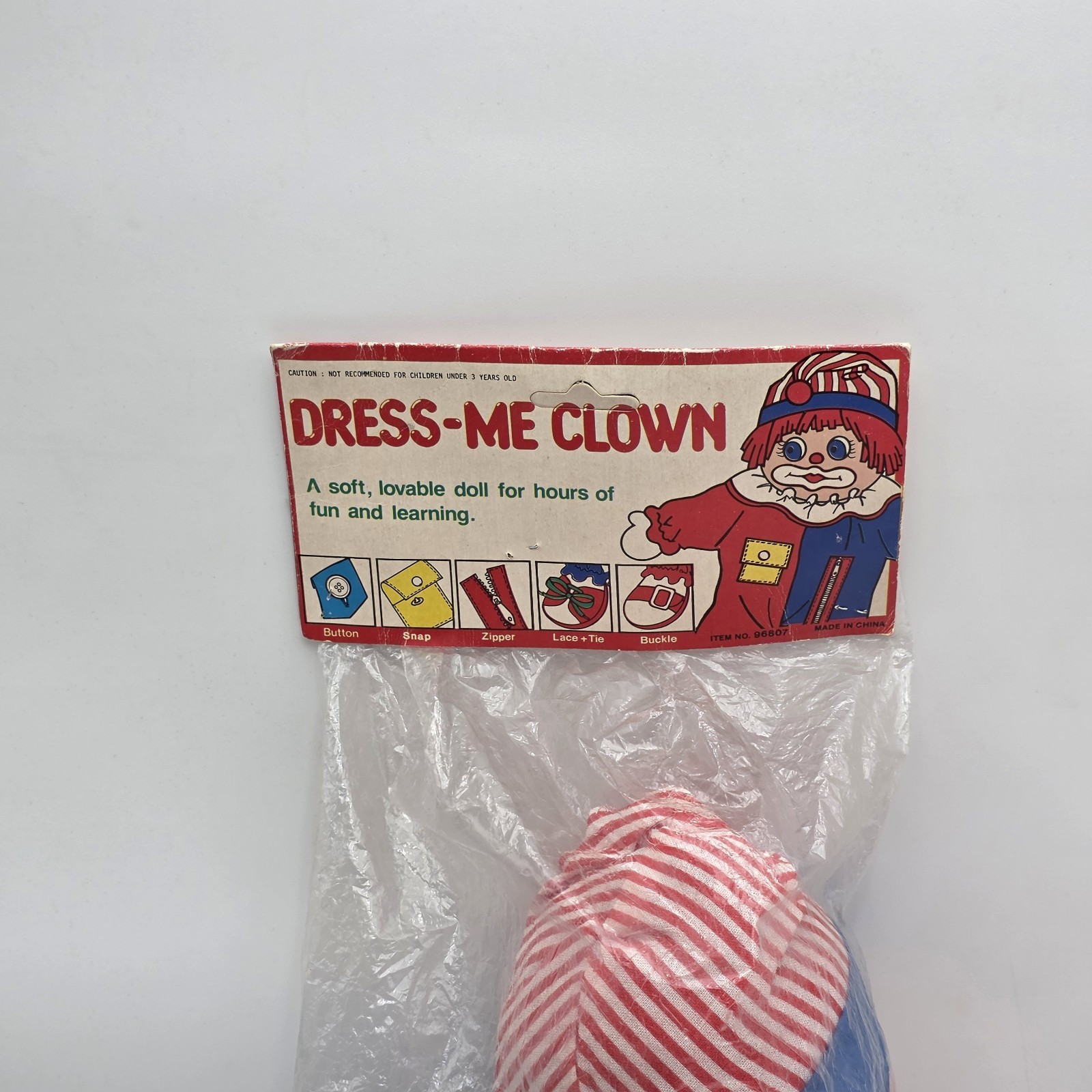 Chadwick DRESS ME Clown Doll 14″ Teaching Plush Snap Button Zipper New