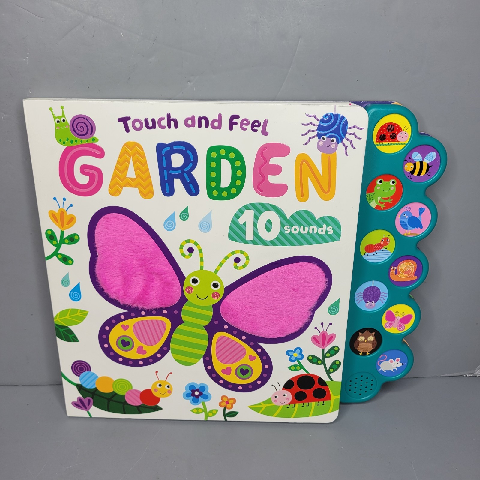 Kidsbooks Touch & Feel Garden Book – 10 Sounds Interactive Musical -New