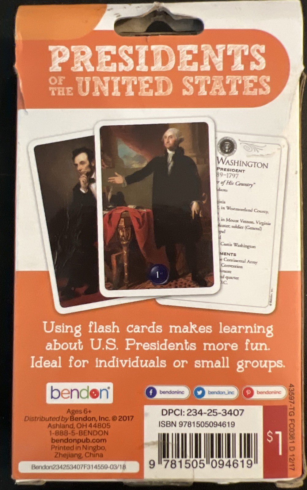Bendon Lot/3 Flash Cards – UNITED STATES, PRESIDENTS OF THE USA & AMERICAN TRIVI