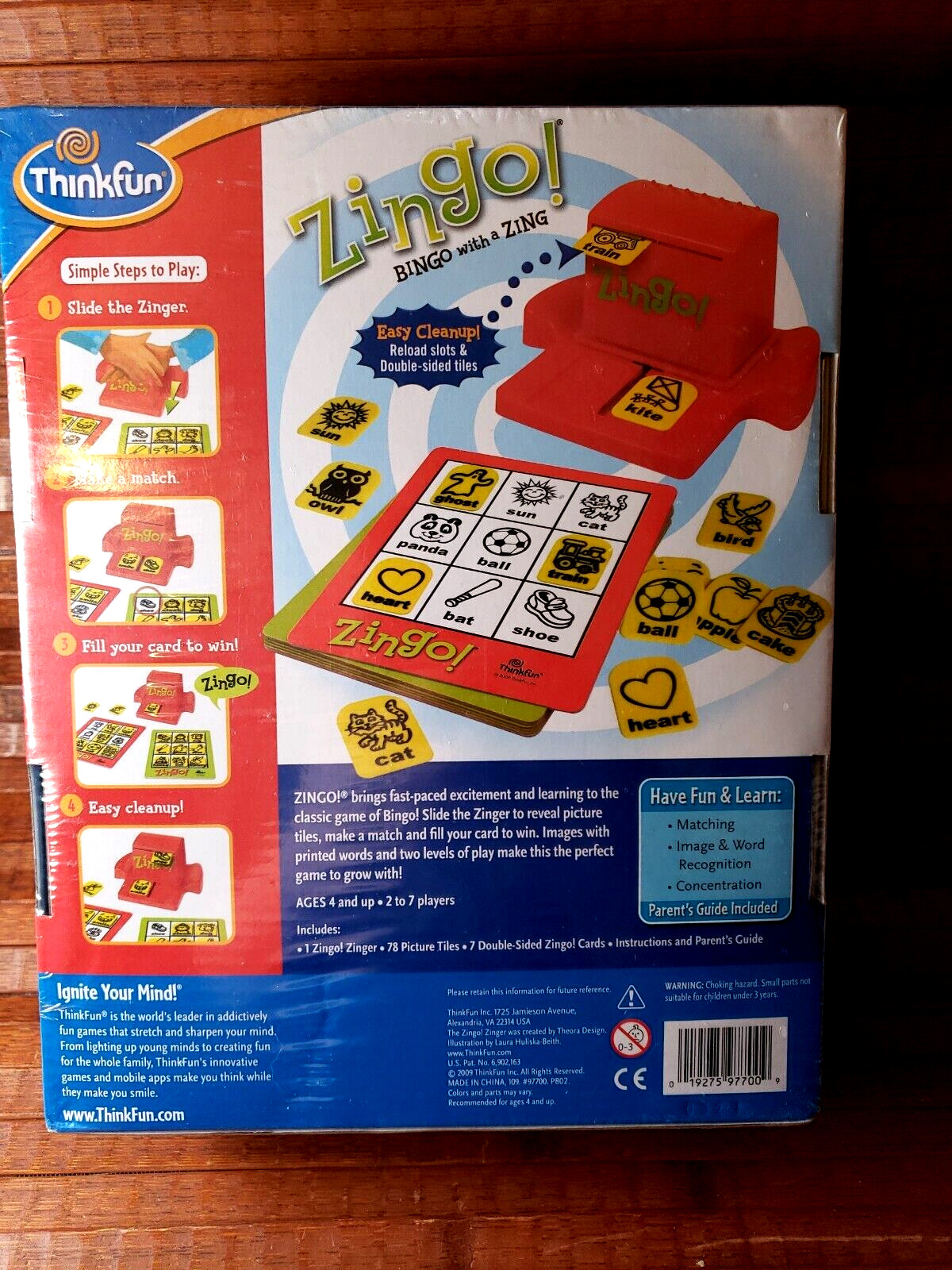 ZINGO Bingo ThinkFun Educational New Factory Sealed Words Pictures Ages 4+