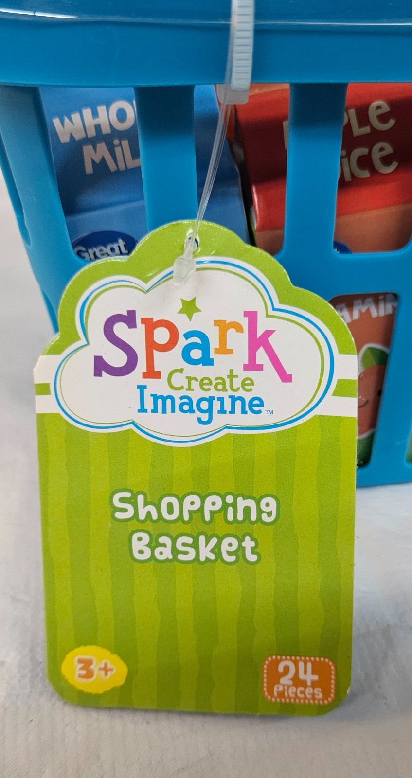 NIP SPARK Create Imagine 24 Piece Blue WALMART Shopping Grocery Basket Toys