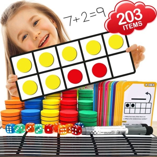 Fun Magnetic Ten Frame & Counters – Extended Set (203 Items) – Ages 5+ Brand New
