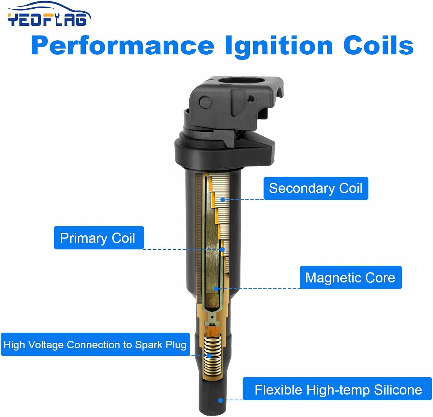 Set of 6, UF592 Ignition Coil Pack Compatible with BMW 128i 135i 335i 325i 328i