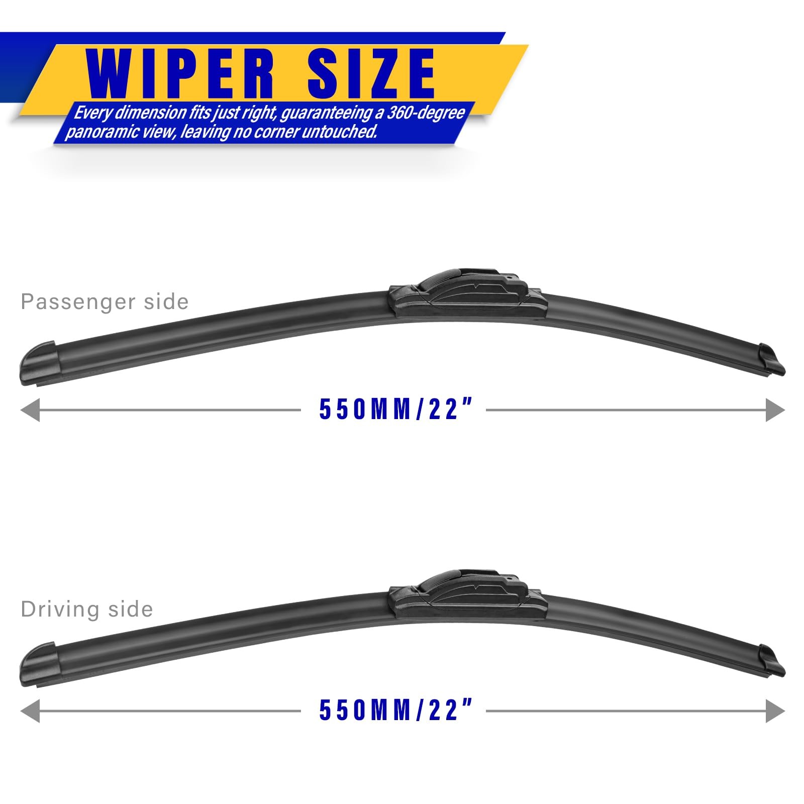 22″ Front Windshield Wiper blades Replacement for Ford 22+22B