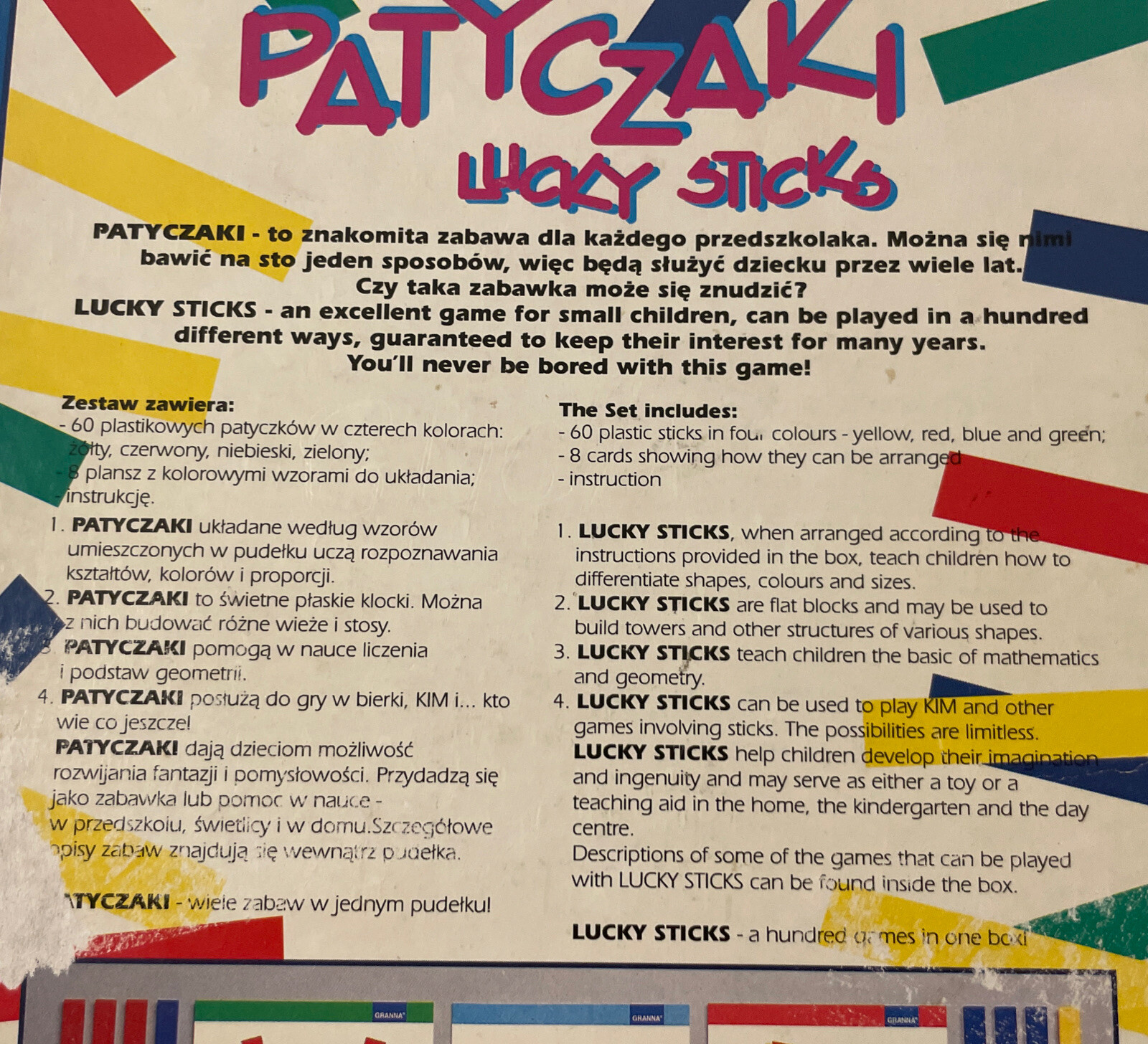 Lucky Sticks Educational Toy by Granna – Polish and English Instructions