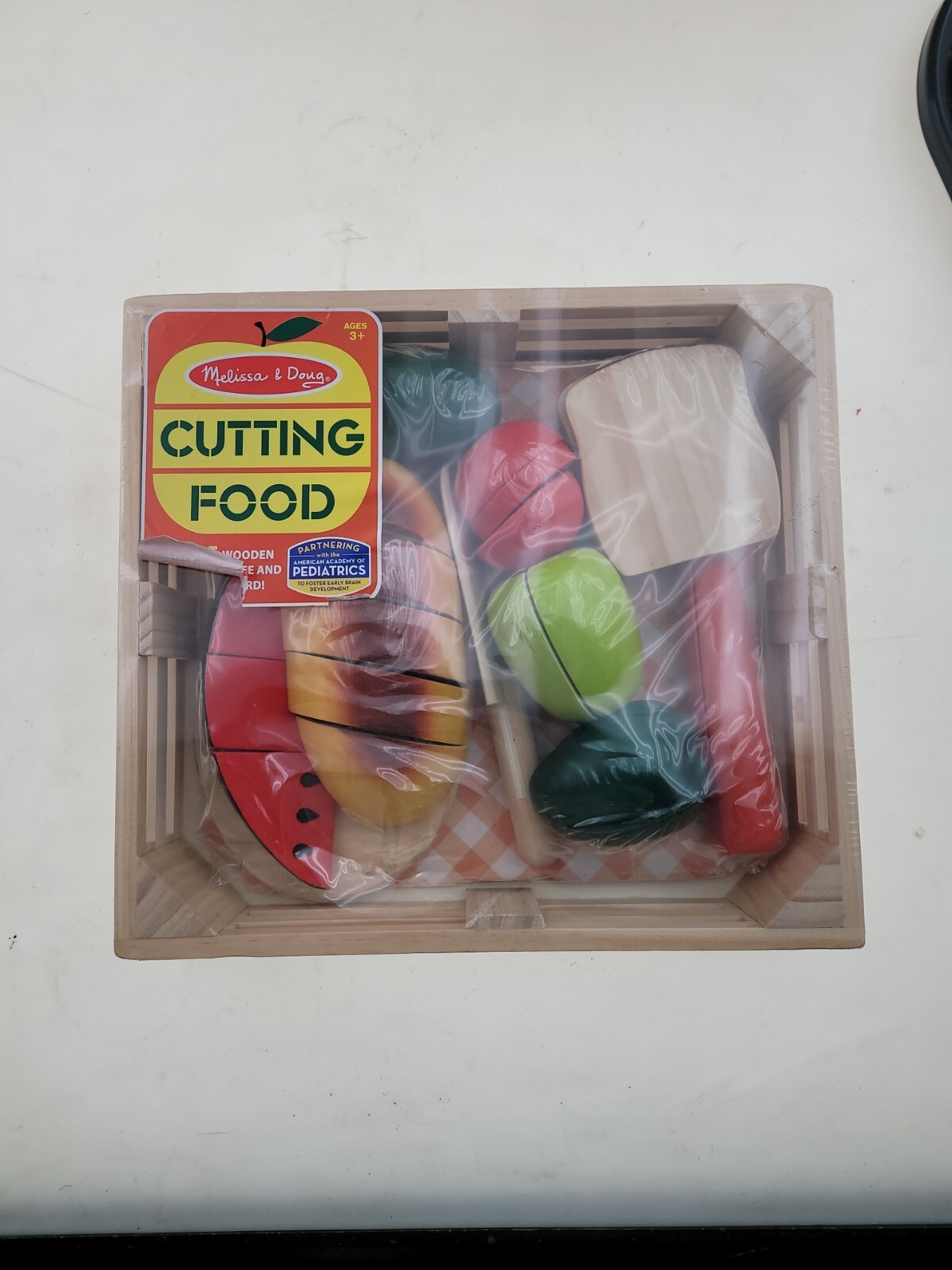 Melissa & Doug Cutting Food Wooden Play Food 25 Piece Knife Cutting Board