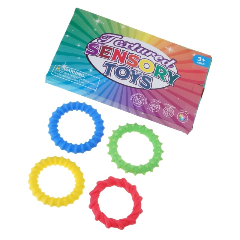 Textured Silicone Sensory Wrist Band for Concertrate and Stress Relief 4Pieces