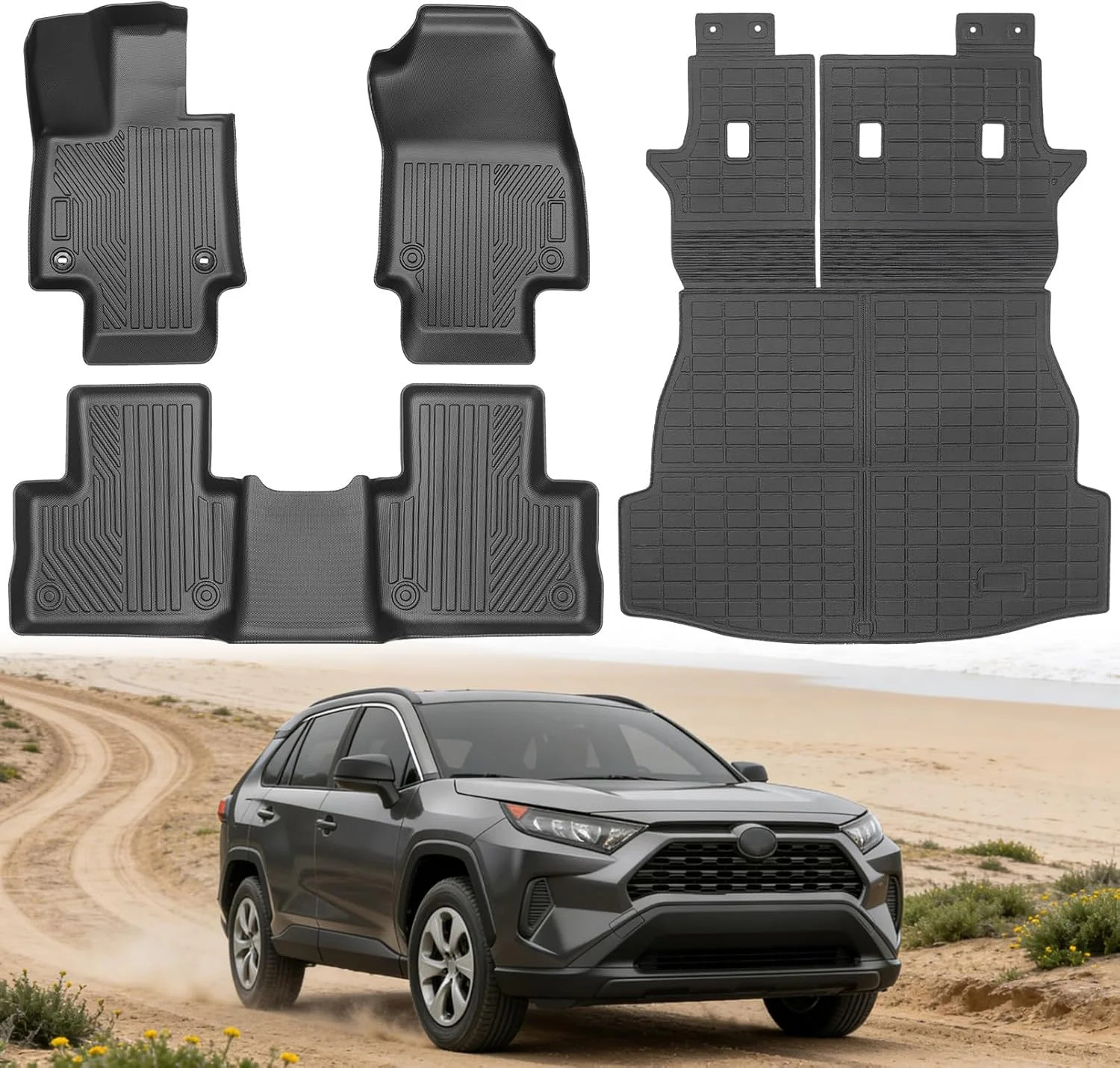 Car Floor Mats for 2025 2024 2023 2022-2019 Toyota RAV4 Gas All Weather TPE Carg