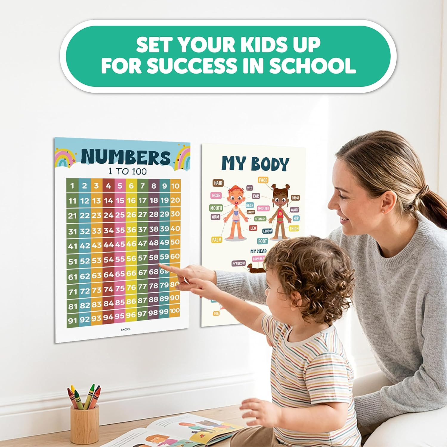 16 Laminated Boho Educational Posters for Toddlers – Toddler Learning Posters fo