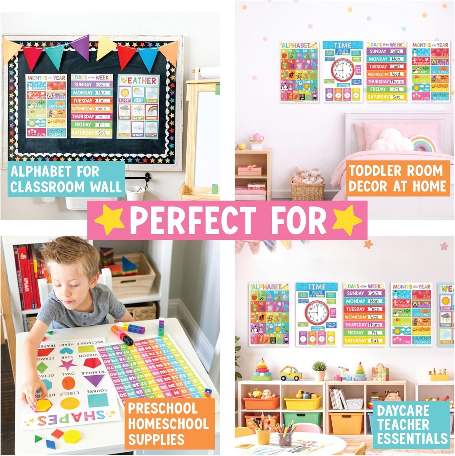 16 Colorful Educational Posters for Toddlers – Homeschool & Classroom Decor