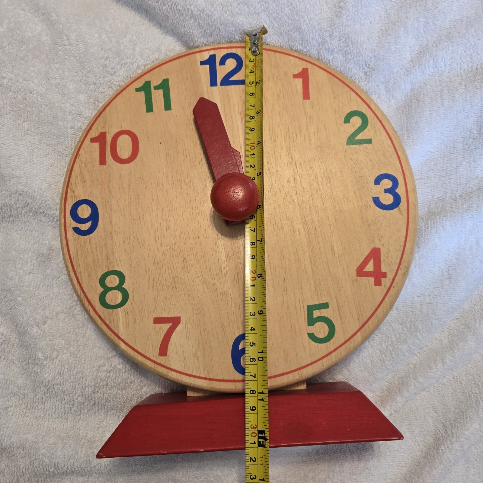 Vintage IKEA Multicoloured Educational Tool Kids 12” Wooden Decorative Clock