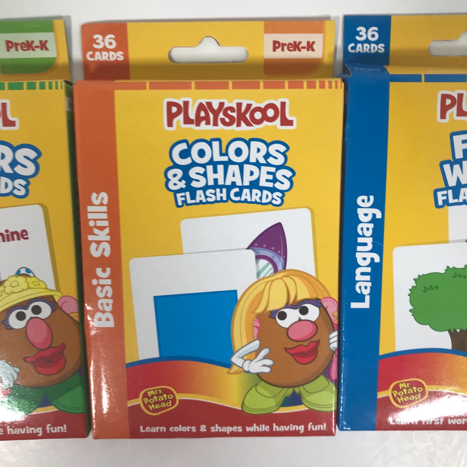 Playskool PreK-K First Words/Colors & Shapes/Numbers Flash Cards 3×36 Cards