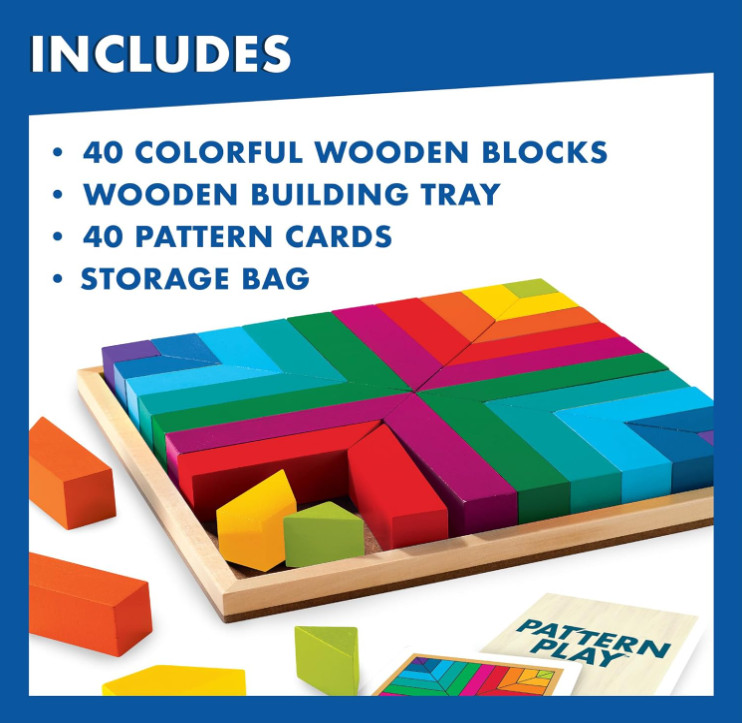 MindWare Pattern Play 40-Piece Wooden Color Matching Puzzle