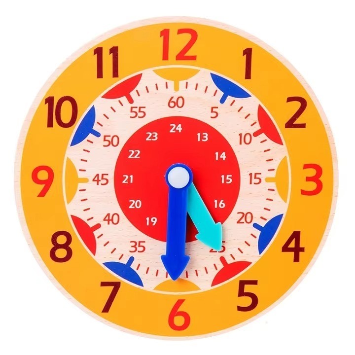 Wooden Montessori Teaching Clock 14cm / 5.5″ Kids Time Learning Toy Toddler Aid