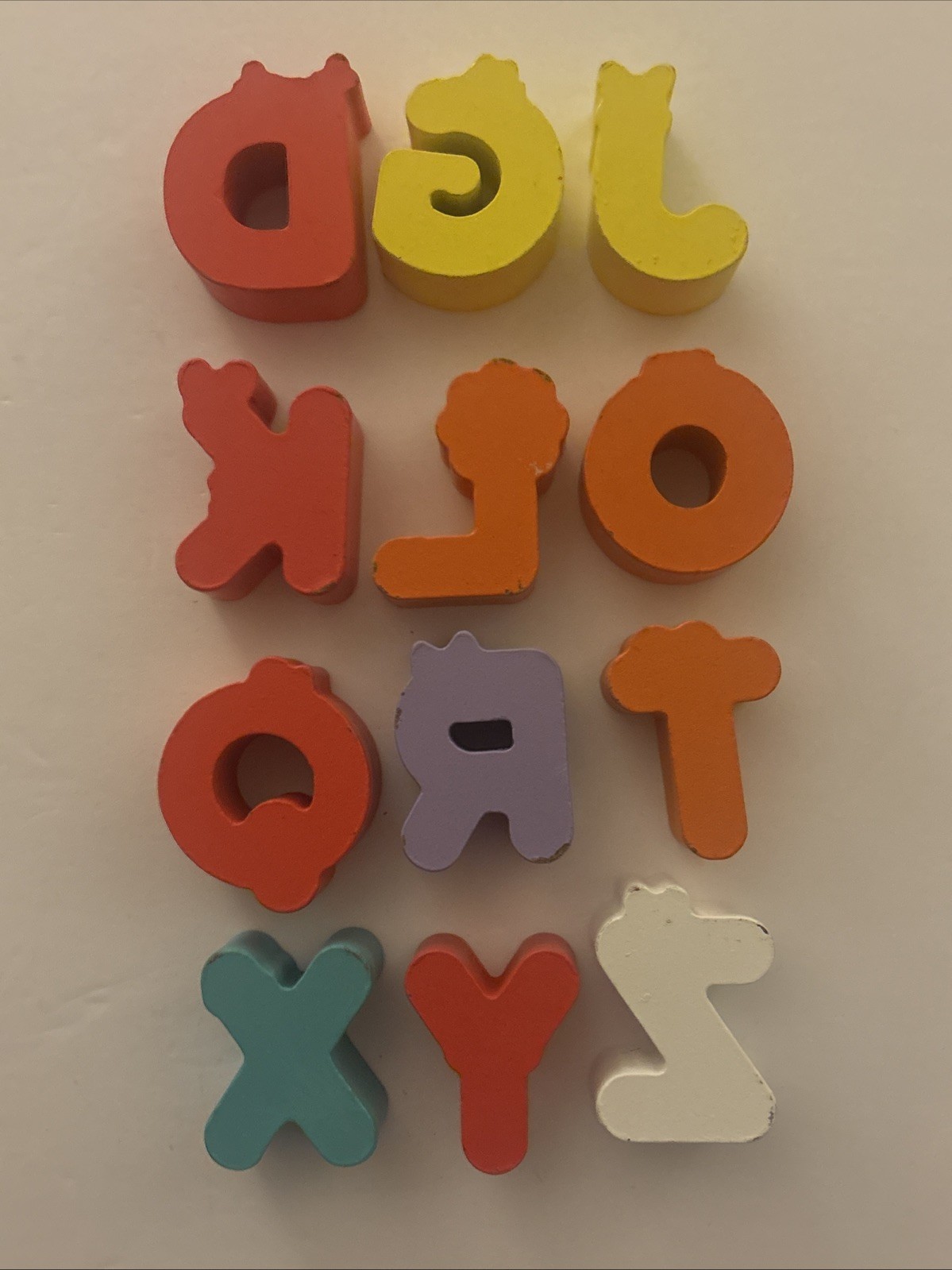 Lot of 12 FAO Schwarz Learning Letters Animal Alphabet Wood Board Puzzle Letters