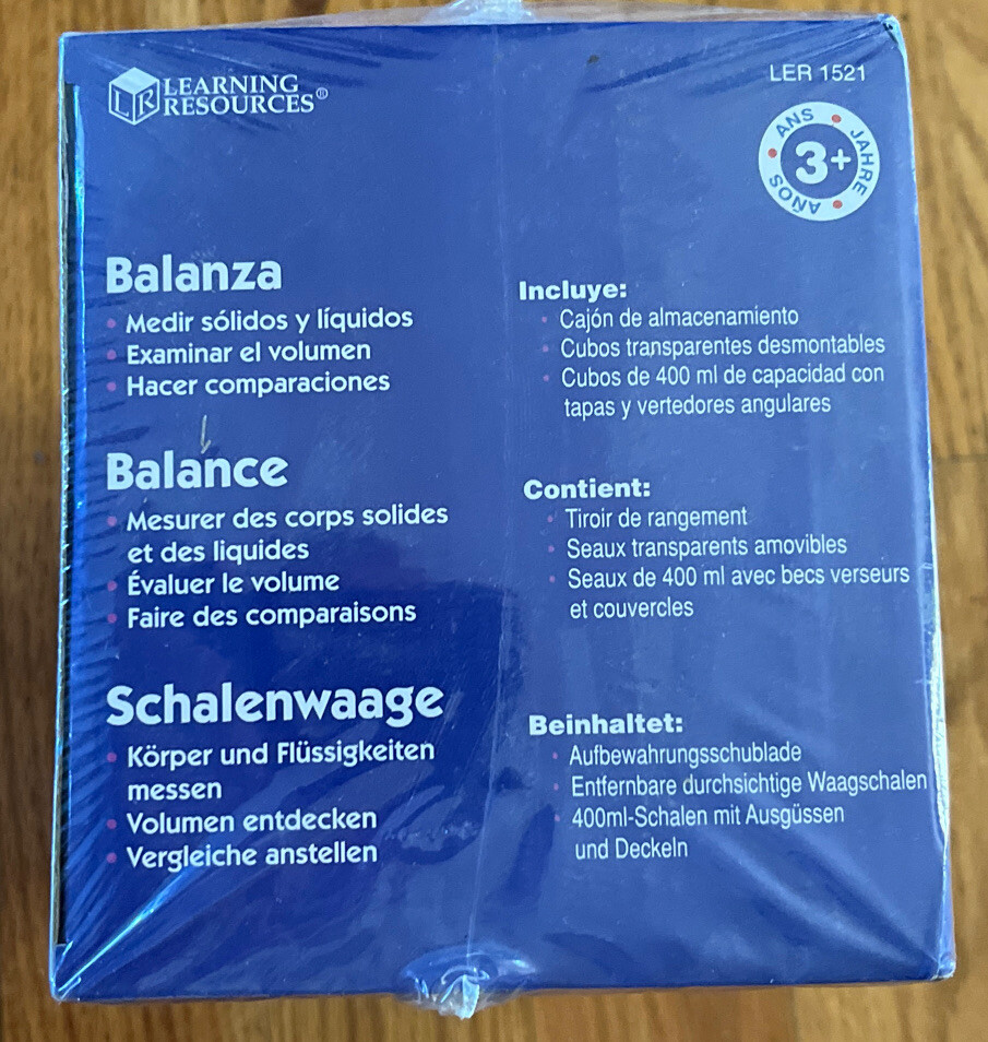 Learning Resources Primary Bucket Balance Measure Solids Liquids Compare Weigts