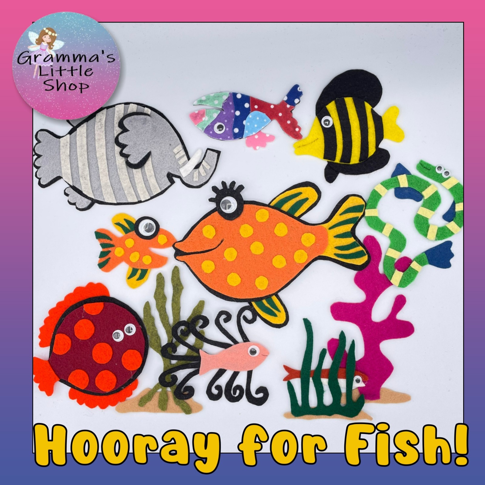 Hooray for Fish Felt Pieces for Felt/Flannel Board Play