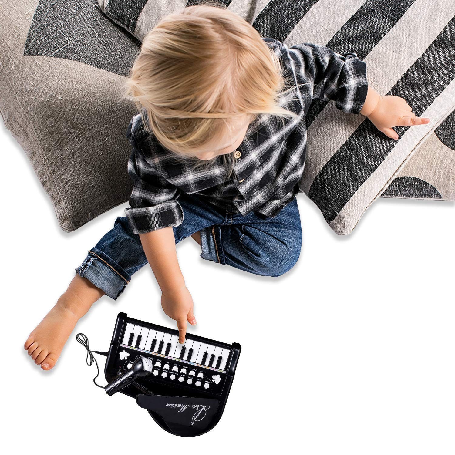 Toddler Piano – 24 Keys Black Baby Piano Toys with Microphone, Birthday Gifts…