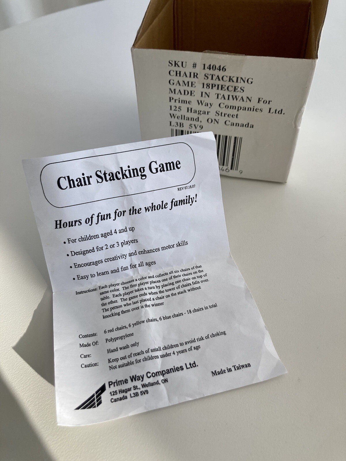 VTG STACKING CHAIR GAME Complete W/Instructions & Original Box