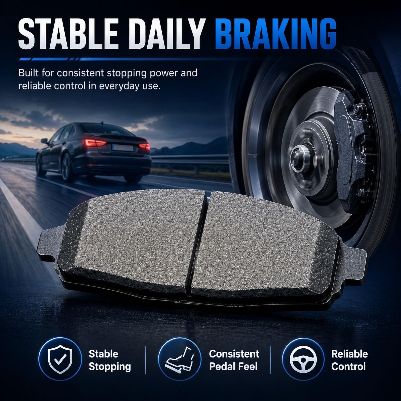 D1879 D2076 Front Rear Ceramic Brake Pads Set Fit For 2019-2021 Toyota RAV4,F…