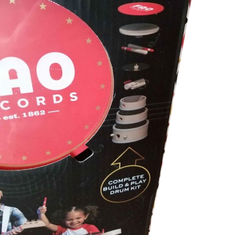 FAO Schwarz F.A.O. Records Stage Stars Toy Wood Rockstar Guitar & Drum Set – 2pk