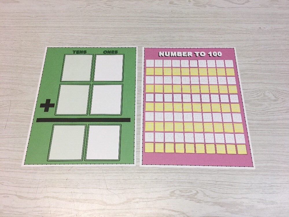 Set of 2 – Laminated Math Work Mats #22 – Dry Erase