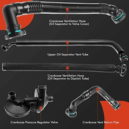 A-Premium 5 PCS Crankcase Vent Valve Breather Hose Kit (PCV) Ventilation