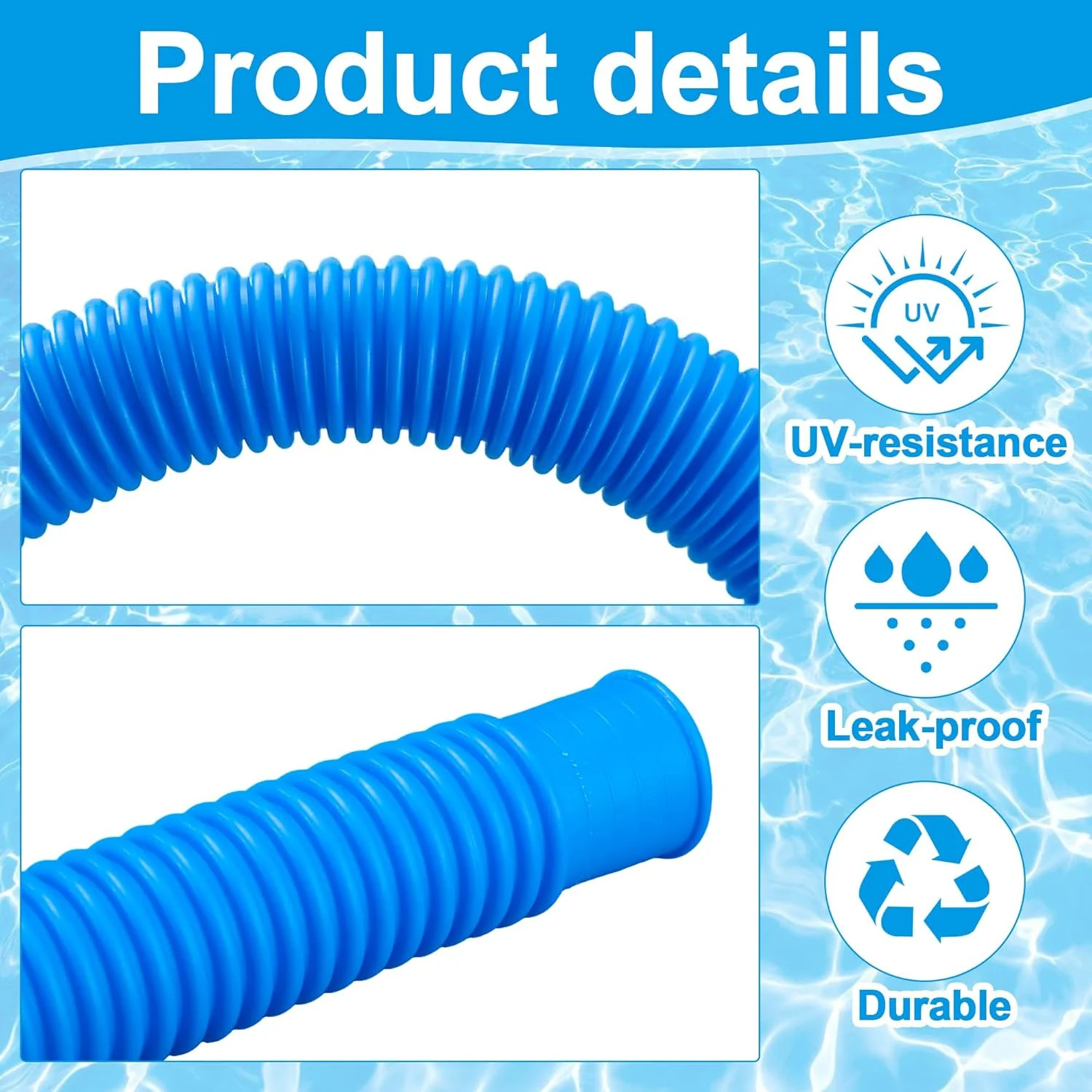 2 Pack Pool Pump Hoses for Above Ground Pools 1.25″ x 59″ Long Filter Pump Hose