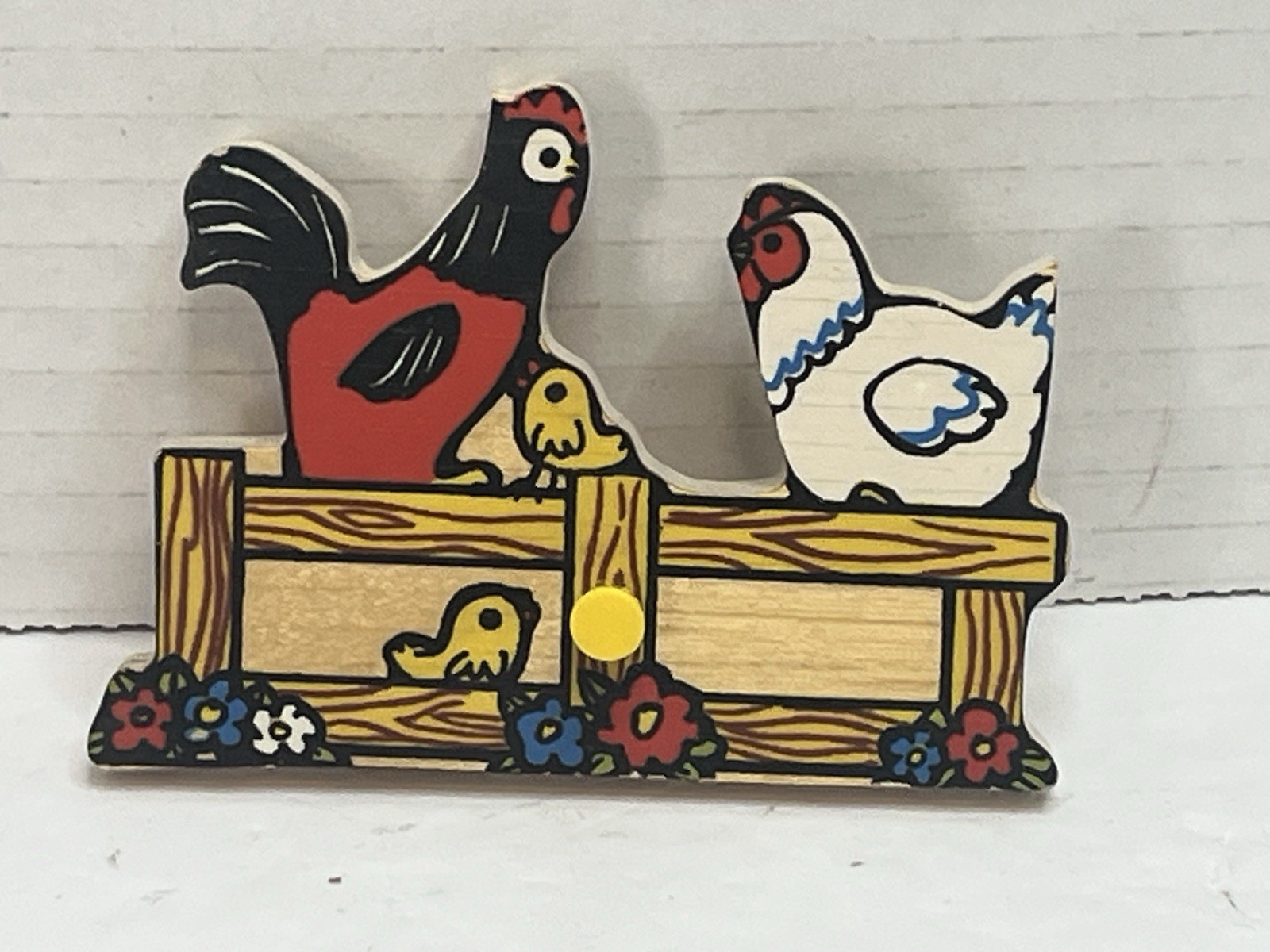 Fisher price Wooden Puzzle Replacement Pieces Farm Animals #507 1979 Rooster Hen