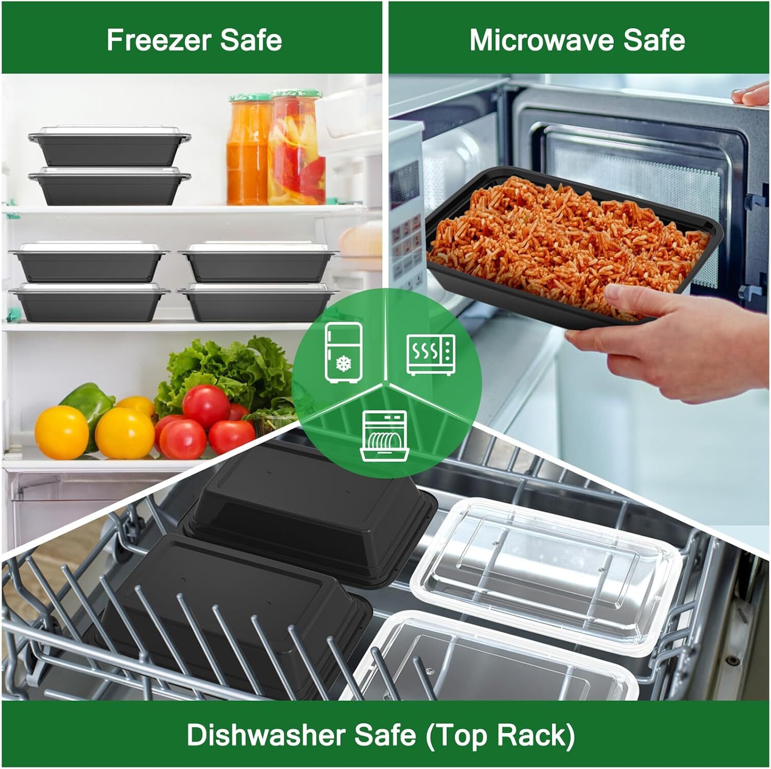 50 Pack 32 oz Meal Prep Containers Reusable , Microwave Freezer Dishwasher Safe