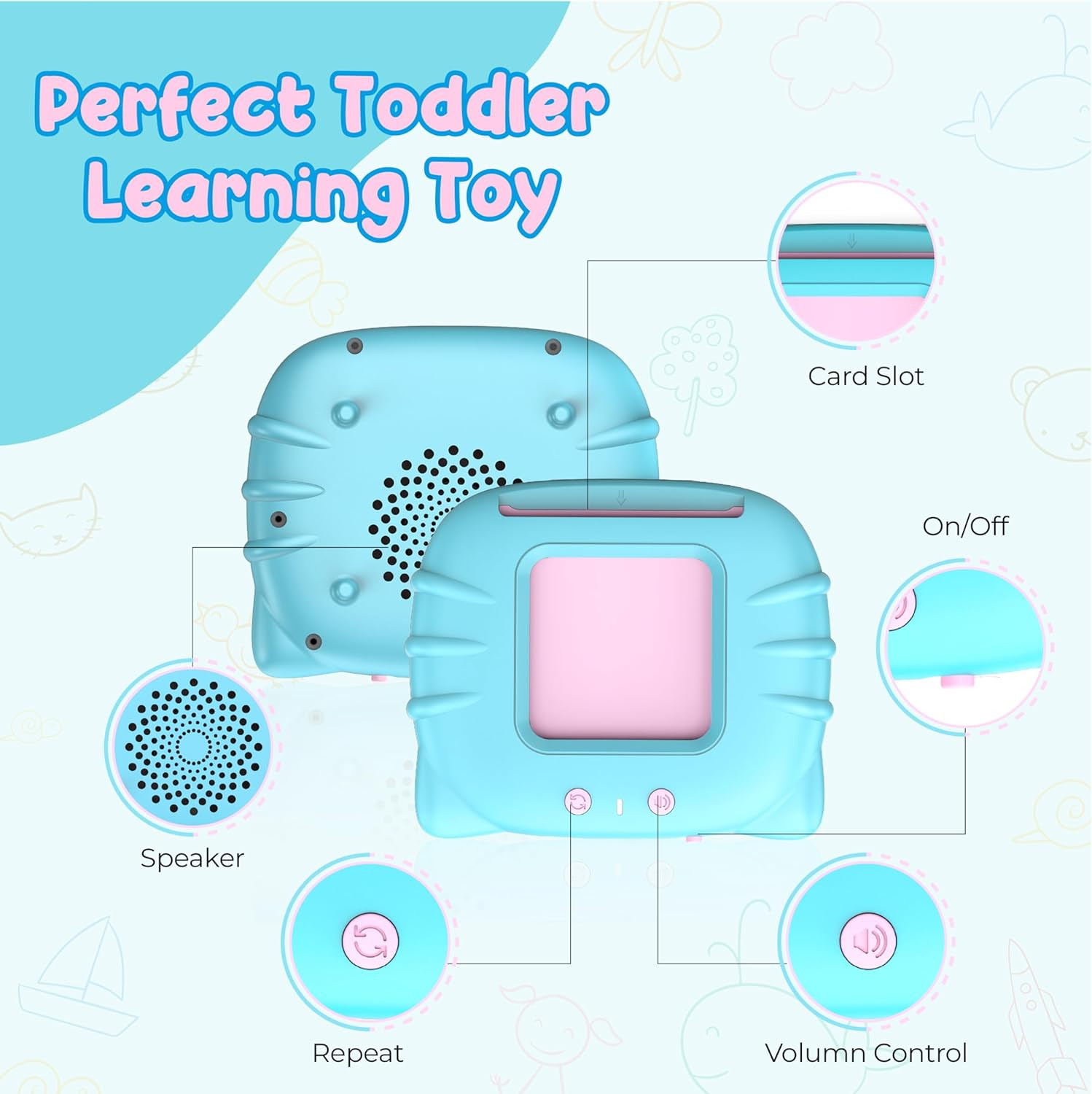 Qutz ABC Talking Flash Cards for Toddlers 2-4, Autism Toys, Speech Therapy Toys,
