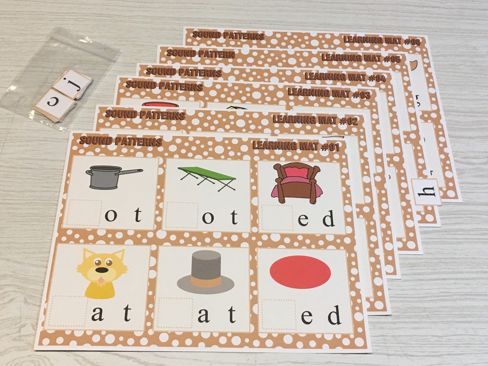 Sound Patterns – Set of 6 Learning Mats and 36 Cards – Laminated Activity
