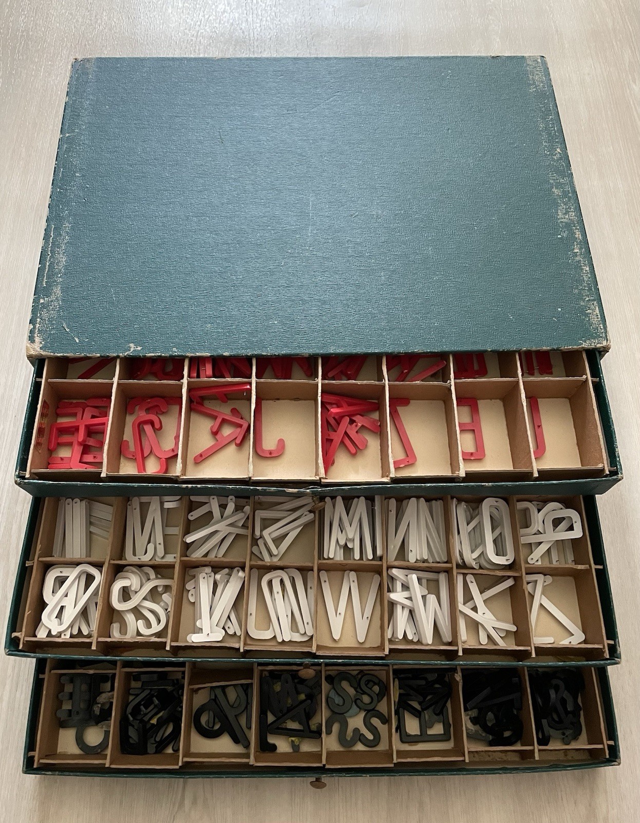Antique Set Of Montessori Movable Alphabet Black/ Red/ White Education-Billboard